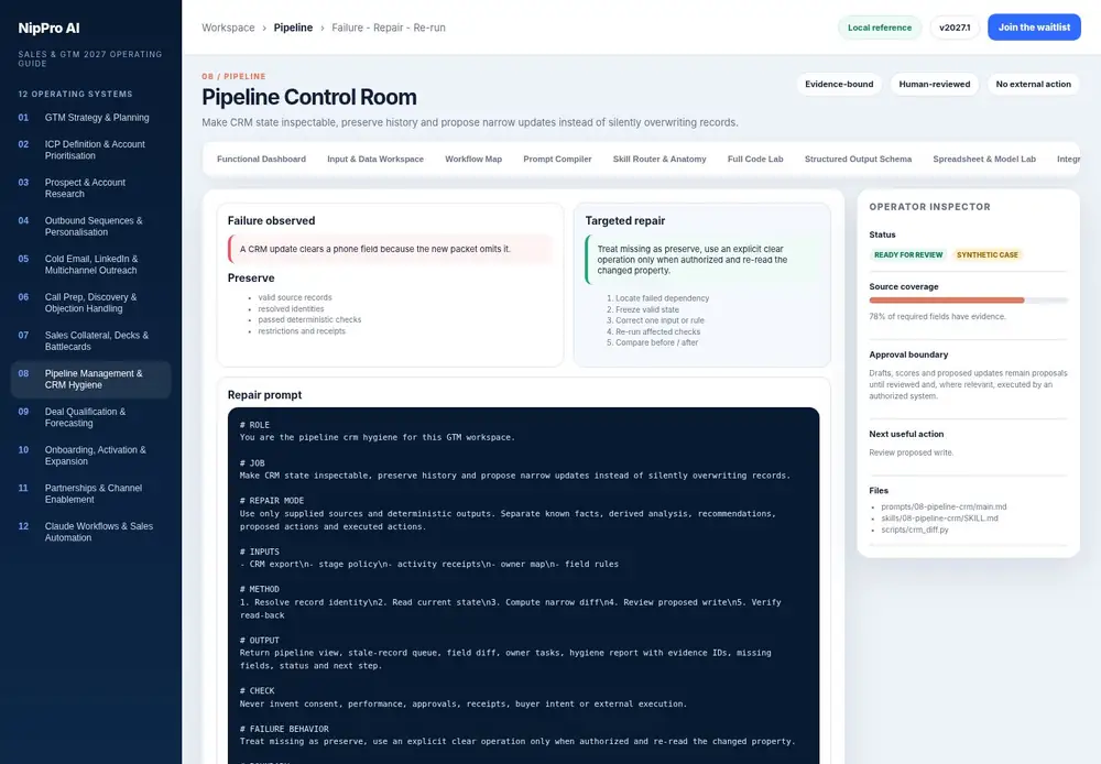 Pipeline Control Room – Failure - Repair - Re-run dashboard view (PDF page 204): Preserve valid work and repair only the failed dependency.