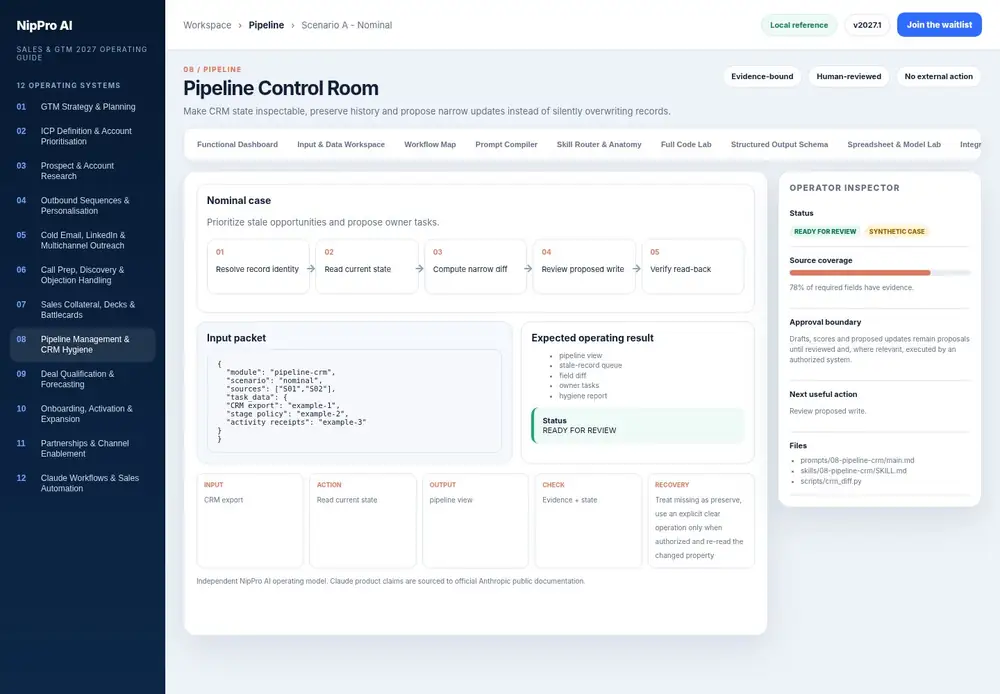 Pipeline Control Room – Scenario A - Nominal dashboard view (PDF page 206): Run the normal case from input to reviewed output.