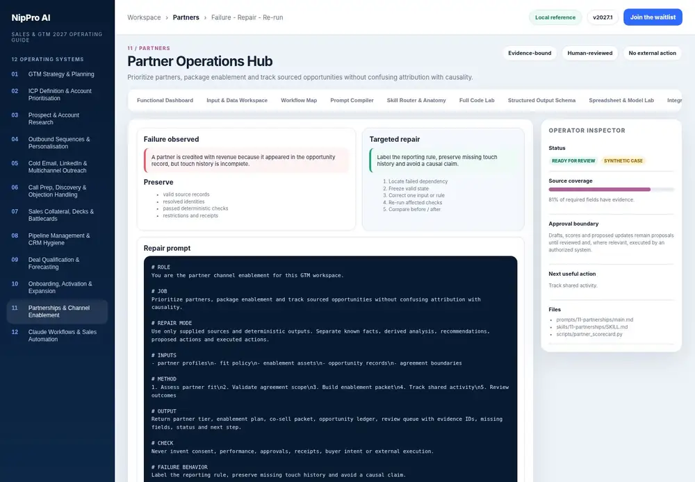 Partner Operations Hub – Failure - Repair - Re-run dashboard view (PDF page 273): Preserve valid work and repair only the failed dependency.